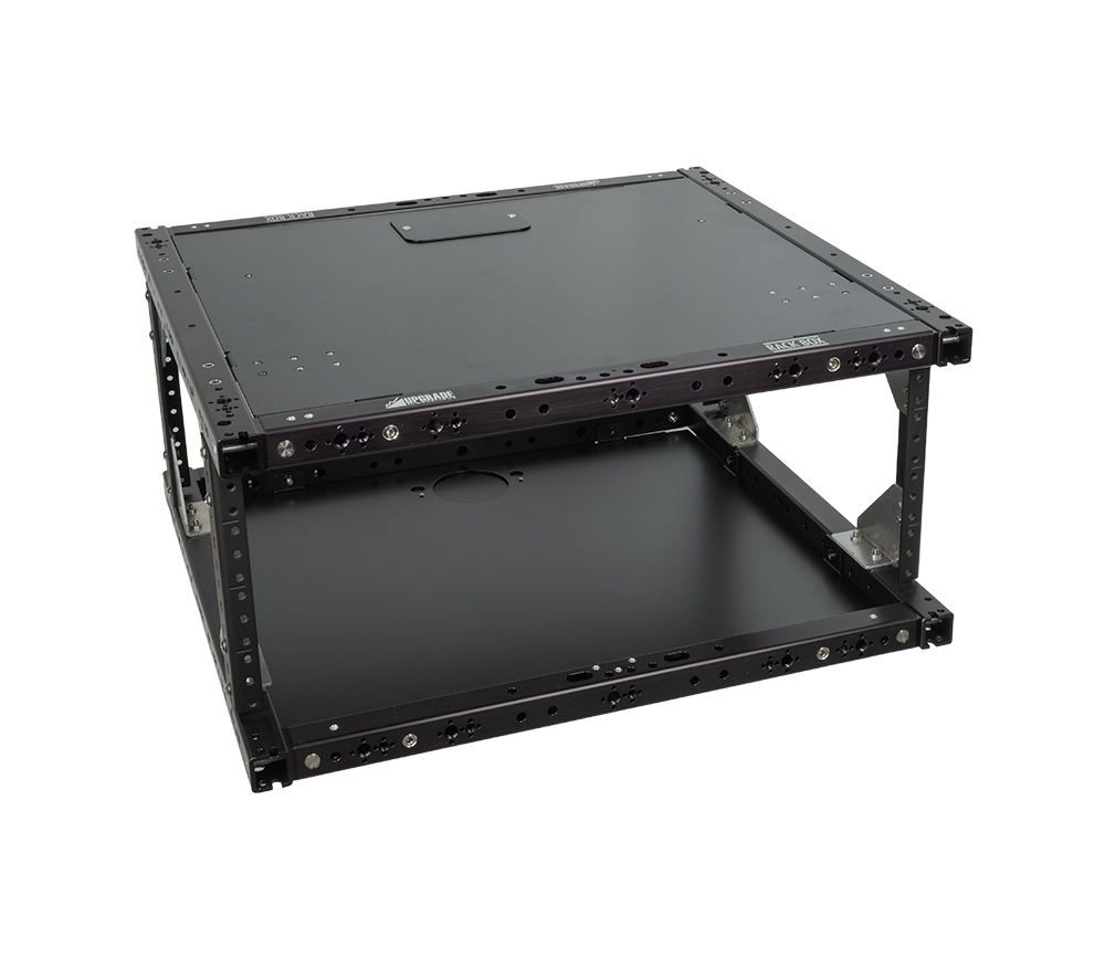 4U Rack Box 14 with side panels removed showing the open tubing frame, angled view