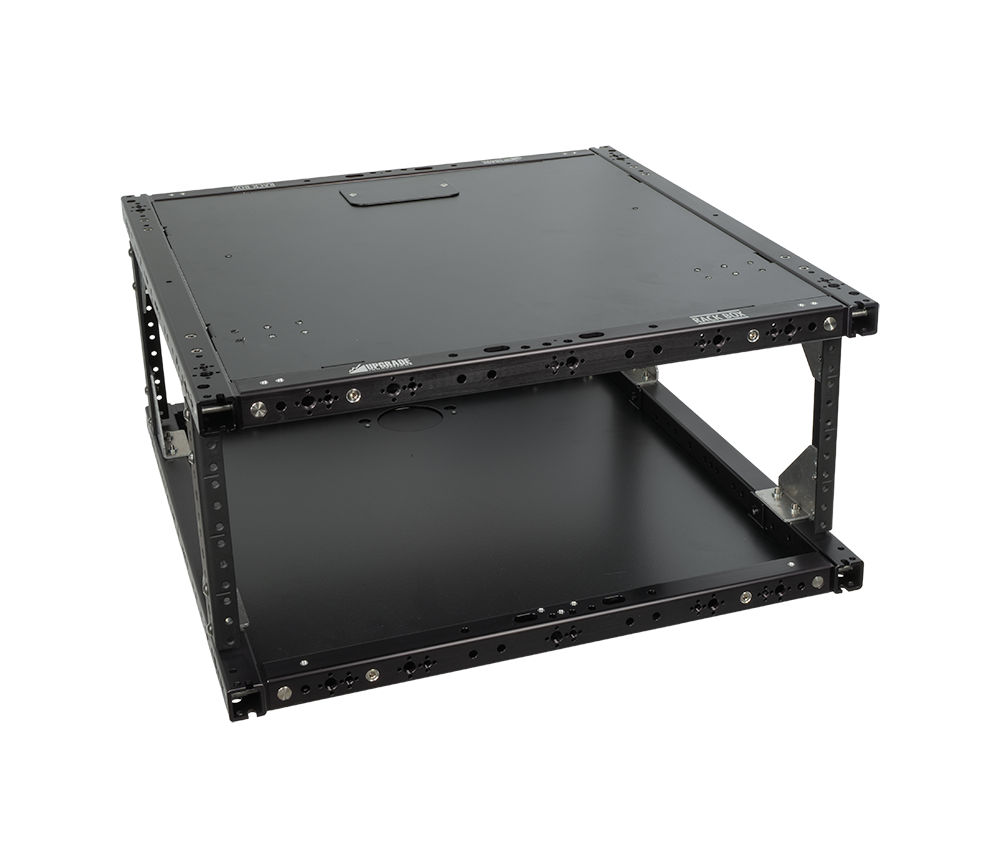 4U Rack Box 17 with side panels removed showing the open tubing frame, angled view