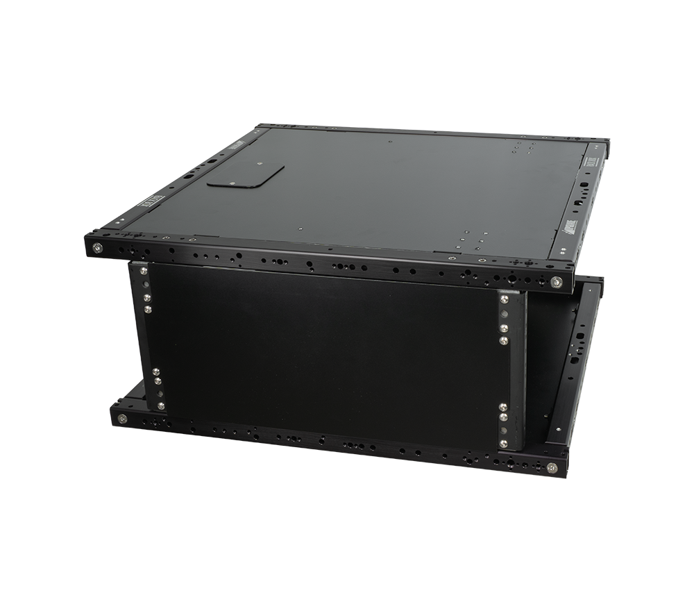 4U Rack Box 17 with top panel and cable passthrough, angled view from above