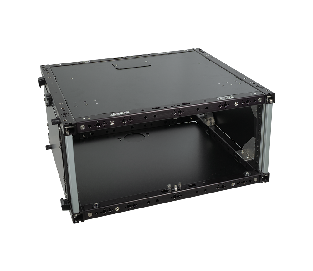 4U Rack Box with cover panel installed on the front and 10/50 extrusion rails visible on the side