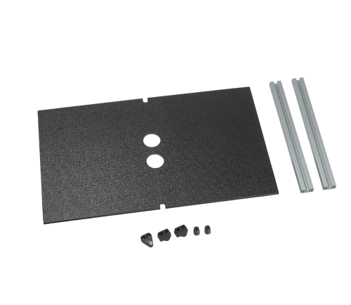6U Rack Box Cover Panel kit with ABS panel, two 10/50 extrusion rails and fasteners