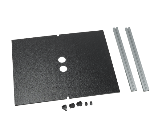 8U Rack Box Cover Panel kit with ABS panel, two 10/50 extrusion rails and fasteners