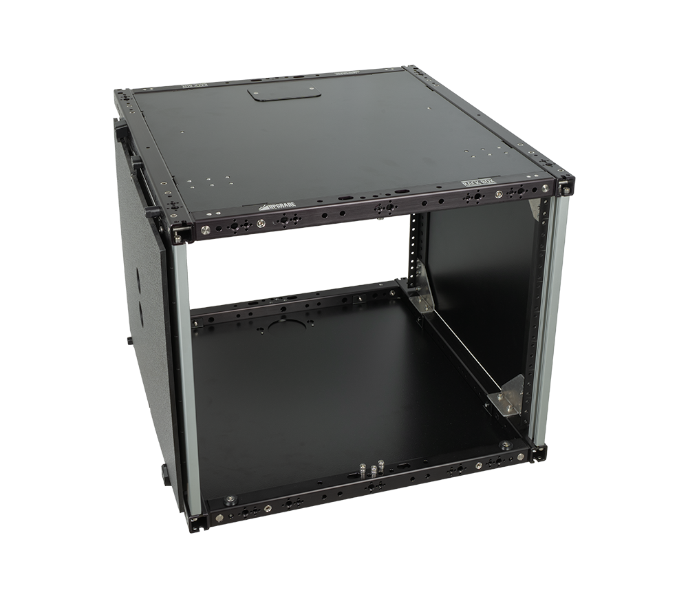 8U Rack Box with the cover panel parked on the side and the front open